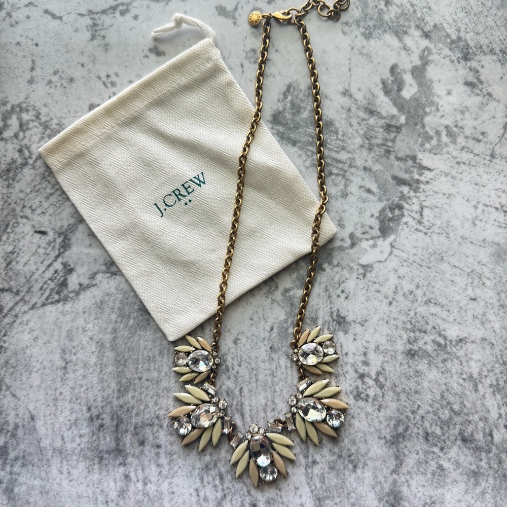 J. Crew Gold and Cream Necklace with Bold Pendant